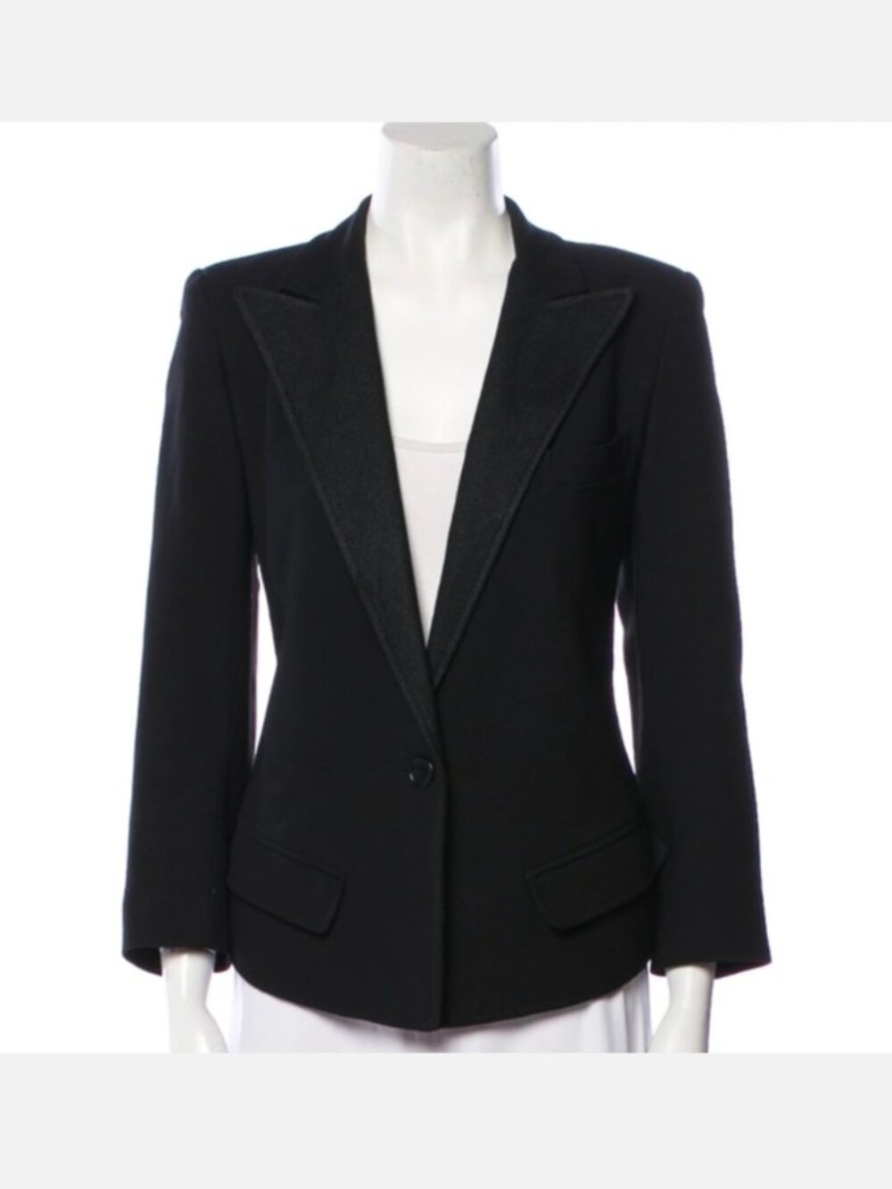 Smythe Wide Notched Lapels Taylored Blazer Jacket Sz 2 Black